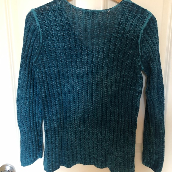 Tommy Bahama Linen Knit Turquoise V Neck Sweater Size M - Picture 4 of 4